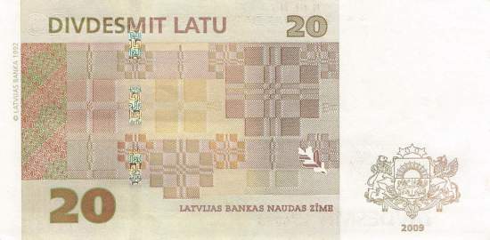 Lettland p55b 20 Latu 2009